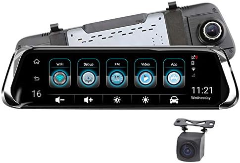 ZMM Car Dash Cam 10in IPS Touch Screen Car Driving Recorder Dual Lens Bluetooth WiFi 4G Android 5.1 Car Rearview Mirror DVR Camera Dash Cam With 160 Degree Wide Angle