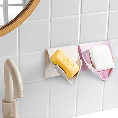 Soclim Soap Case Holder Eco-Friendly Soap Dish for Shower Self-Adhesive Soap Saver, Waterfall Drain Soap Container, Bathroom and Kitchen Sink Soap Box- 2 Pack - Thumbnail 5