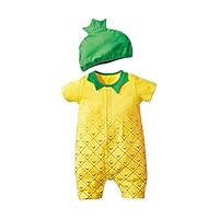 Jojobaby Baby Unisex 2Pcs Baby Clothes Fruit/Animal Bodysuit with Hats (90（9-12 Months）, Pineapple)