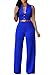 Dearlovers Women V Neck Belted Stylish Clubwear Jumpsuit X-Large Size Sapphire Blue