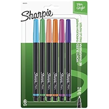 Sharpie 1802225 Pen, Fine Point, Assorted Colors, 6-Count