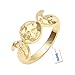 SENFAI 10K Gold Plated Triple Moon Goddess Symbol Retro Style Gift Ring Sizes 7-12 (Gold Plated, 8)