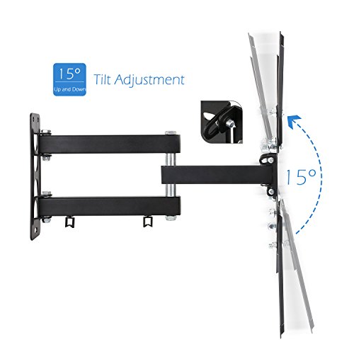 Lunvon TV Wall Mount for Most 13" 15" 17" 20" 22" 23" 24" 27" 30" 32" 38" 40" 42" 45" 48" 50" LED TVs & Screen Monitors Up to 66 LBS, Max VESA 400X400 with Full Motion Articulating Arm & Bubble Level - Thumbnail 3