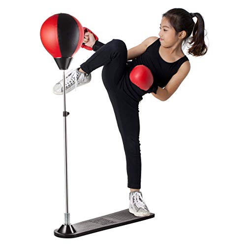 Punching Ball with Stand and Gloves - Height Adjustable - Great Exercise & Fun Activity for Kids by TechTools (Certified Refurbished)