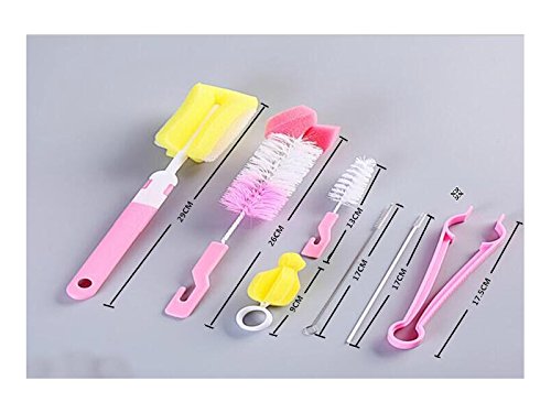 Multifunctional Tool Seven Pcs/Set Newborn Baby Bottle Brush Glass Milk Brush Mother Kids Products(Blue)