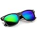 zeroUV - Retro Colored Mirror Polarized Lens Square Horn Rimmed Sunglasses 55mm (Black/Green Mirror)