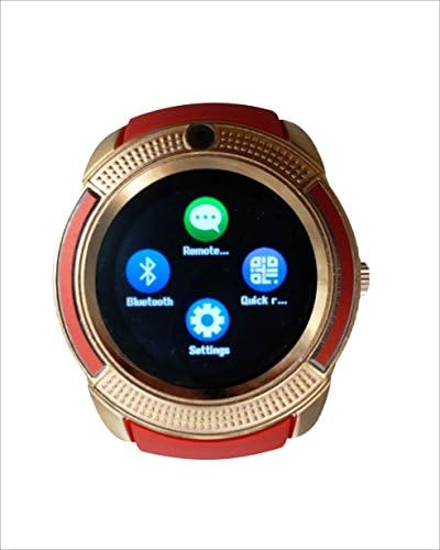 COLOFAN C04 SMART WATCH Men and Women Bluetooth Smart Watches Can Plug Mobile Phone Card Phone Camera Sport Watch Pedometer (gold with red Band)