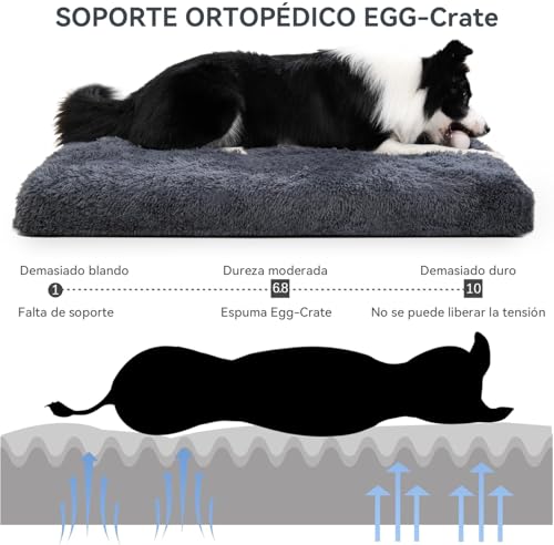 MUJA 105*70*9CM Cama para Perro Grandes, Cama Ortopédica para Perros con Almohadillas para Orejas Extraíbles y Parte Inferior Antideslizante, Adecuado para Casa para Perro, Pisos y Sofás (X-Large)