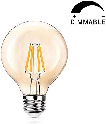 USiFar 4W Dimmable Edison LED Light Bulbs, Warm White E26/E27 LED Vintage Light Bulbs, LED Filament Equivalent 40W Incandescent G80[Energy Class A+]