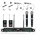 Phenyx Pro 4-Channel UHF Wireless Microphone System, Cordless Mic Set with Handheld/Lapel/Headset/Bodypack, Rugged Metal Build, Fixed Frequency, Long Range, Ideal for Karaoke,Church,Events(PTU-5000C)
