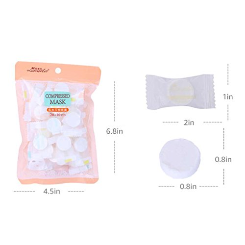 Facial Compressed Mask Paper, 30 Pcs DIY Cotton White Natural Spa Skin Care Compress Mask Treatment Fiber Face Masks
