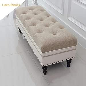 YCSD Rectangular Plegable Tapizado Copetudo Banco De Almacenaje Otomana