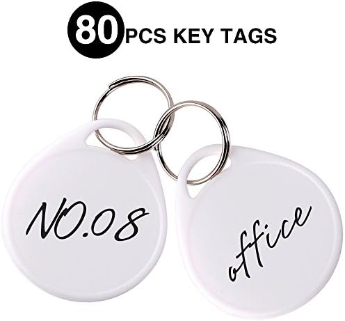 80PCS Round Key Tags with Split Ring,White Label