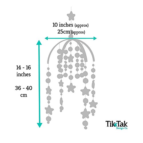 Baby Crib Mobile by Tik Tak Design Co – Felt Ball Mobile for Your Boy or Girl Babies Bed Room – 100% NZ Wool - Designer Colors to Match Your Nursery and Delight Your Child - Thumbnail 4