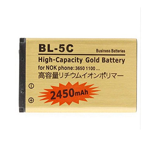 2450mAh BL-5C Gold Battery Overcharge protection for Nokia 1100 1101 1110 1112 1200 2600 2610 2626 2700 6267 6270 7600 7610 C2-03 E50 E60
