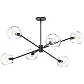 Alora Mood Willow 37" Chandelier | Matte Black Finish | Clear Glass Shades | Classic Decorative Ceiling Light | Made of Steel