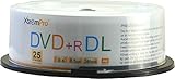 XtremPro DVD+R DL 8X 8.5GB 240min Recordable Double Layer DVD 25 Pack Blank Discs in Spindle - 11047