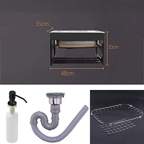 HomeLava Ausgussbecken Edelstahl Waschbecken Wandmontage Spülbecken 48 x 35 x 30 cm für Keller Waschküche Garten… – Bild 6