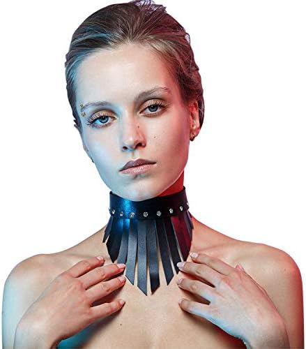 Homelix Punk Black Choker Necklace Gothic Leather O-Ring Collar For Girls Women