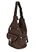 Womens Leather Convertible 7 Pocket Medium Size Tear Drop Sling Backpack Purse Shoulder Bag, Dark Brown