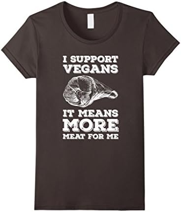 Womens Funny Meat Lovers Graphic Tee For Carnivores Support Vegans Small Asphalt