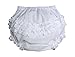 Baby Girls White Elastic Bloomer Diaper Cover with Embroidered Eyelet Edging