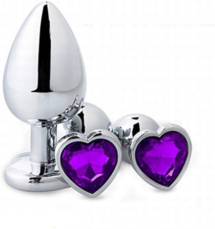 MJUS3R Stainless Steel Bu-tt Plug Diamonds Heart for Beginner Advanced Use - Purple