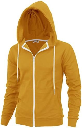 Delight Men's Fashion Fit Full-Zip Hoodie With Inner Cell Phone Pocket (US Medium, Mustard)