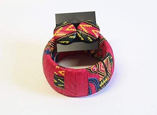 Pink Dashiki Jewelry Set Dashiki Bangle Dashiki Stud Earrings Afrocentric Dashiki Jewelry Set African Stud Earrings Dashiki Ankara Jewelry Orange African Dashiki Afrocentric Stud earrings