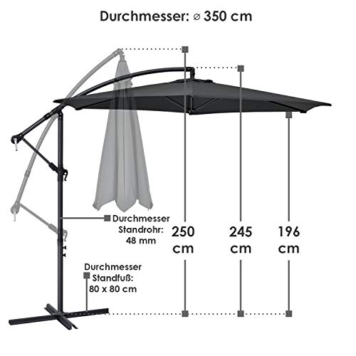 Juskys Ampelschirm Brazil 300 cm Kurbel Ständer — UV-Schutz wasserabweisend knickbar — Sonnenschirm Marktschirm… – Bild 2