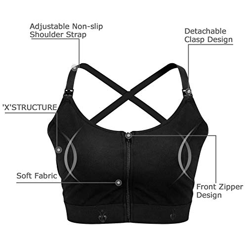Momcozy Hands Free Pumping Bra, Adjustable BreastPumps Holding and Zipper Nursing Bra, Suitable