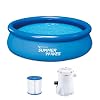 Summer Waves P1001030A156 Quick Set 10ft x 30in Inflatable Ring Round Above Ground Swimming Pool Set with Filter Pump…
