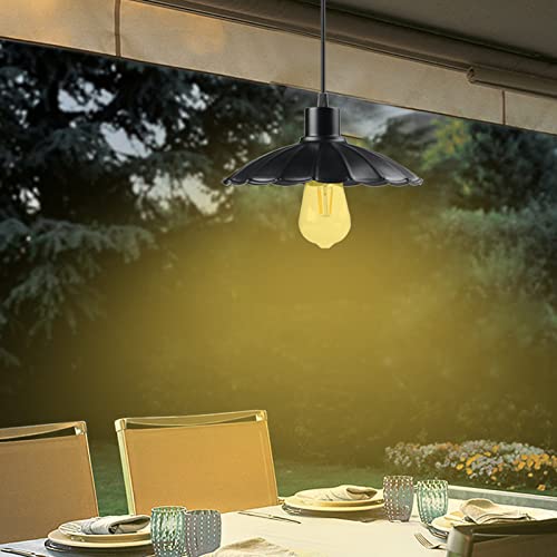 MEIHONG Solar Shed Lights, Solar Pendant Lights, Solar Barn Light, Retro Solar Chandelier Indoor & Outdoor Gazebo Lights with Remote Control and Pull Chain for Garden Yard Patio Balcony Porch Shed