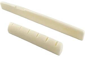 Miwayer 1 pair 6 String YMH Acoustic Guitar Bone Bridge Saddle and Nut Made of Real Bone(Acoustic YHM Bridge 1 pair)