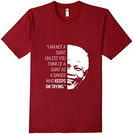 Men's Nelson Mandela - Keep Trying Quote - Motivational T shirt XL Cranberry