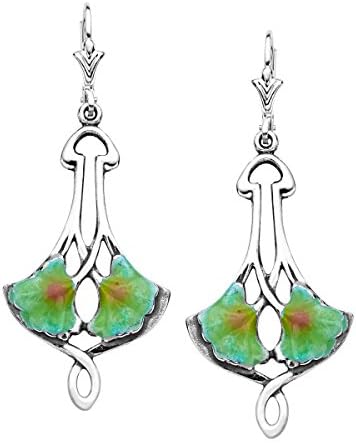 Van Kempen Art Nouveau Enamel Flower Drop Earrings in Sterling Silver