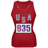 Team Bruce Jenner USA 935 Olympic Costume Red Juniors Soft Tank Top