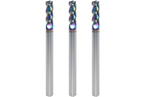 JIANXING 4mm Carbide Square End Mill for Aluminum & Copper Applications, 3-Flute, HRC 55 Deg, 4mm Cutting Diameter, 50mm Length, High Feed U-Type Design, for Roughing and Finishing (3 Pieces)