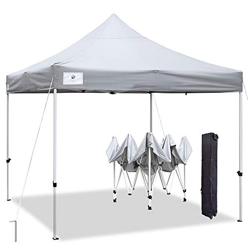 ALLINBOOST 10x10 Pop Up Outdoor Canopy Tent, Beach Canopy Sun Shelter, Commercial Instant Grill Gazebo with Wheeled Carry Bag for Food Vendors, Farmers Market and Backyard Events (Grey)