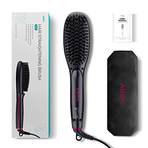 Hair Brush Straightener, ABOX Electric Ionic Straightening Comb,30s Fast Ceramic Heat for Frizz-Free Silky Hair, Anti-Scald,8 Levels Temperature with LED Display, Auto Lock/Off for Home, Travel&Salon - Thumbnail 7