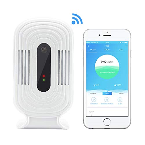AutumnFall LCD Digital Air Quality Monitor PM2.5/TVOC/HCHO/CO2 Detector Gas Analyzer Tool (White)