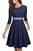 HOMEYEE Women's Sleeveless Cocktail A-Line Embroidery Party Summer Wedding Guest Dress A079 (12, Dark Blue + 3/4 Sleeve)