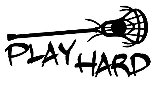 UR Impressions Blk Play Hard Lacrosse Decal Vinyl Sticker Graphics for Cars Trucks SUV Vans Walls Windows Laptop|Black|7.5 x 3.6 inch|URI131-B