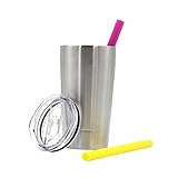12oz Kids Tumbler Insulated Double Wall cup with Colorful Silicone Straws | Stainless Steel Toddler Mug with Lid and Straw | Unbreakable & BPA Free | Set of 2 Colorful Silicone Straws