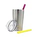 12oz Kids Tumbler Insulated Double Wall cup with Colorful Silicone Straws | Stainless Steel Toddler Mug with Lid and Straw | Unbreakable & BPA Free | Set of 2 Colorful Silicone Straws