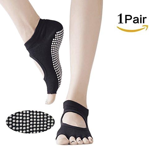 Yoga Socks Dancing Yoga Pilates Socks for Women, Toeless, Sticky, Non Slip&amp;Non Skid Socks, Comfortable &amp; Breathable with Cotton for Yoga, Dance, Pilates, Barre, Ballet, Bikram and GYM (1 Pair)