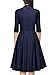 Miusol Women's Retro Deep-V Neck Half Sleeve Vintage Cocktail Swing Dress,Navy Blue,Medium