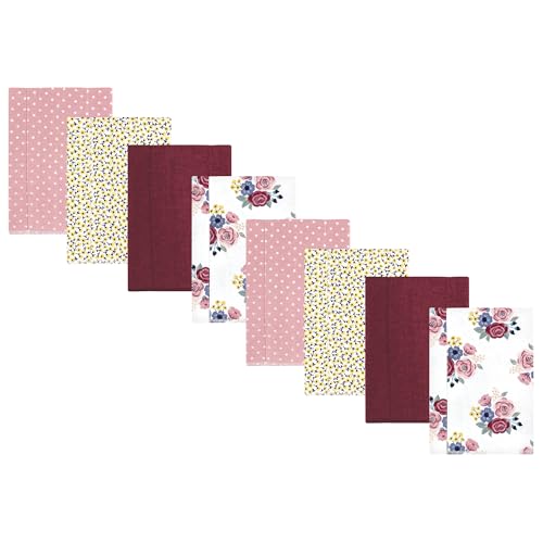 Hudson Baby Cotton Poly Flannel Burp Cloths Multipack, Blush Navy Floral 8-Pack…