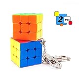 2 Pcs Mini 3x3 Cube Keychains, 1.18 Inch Speed Rubik's Key Ring