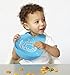 modern-twist Bucket-Bib 100% Food-Grade Silicone, Waterproof and Reusable, Owls – Electric Blue